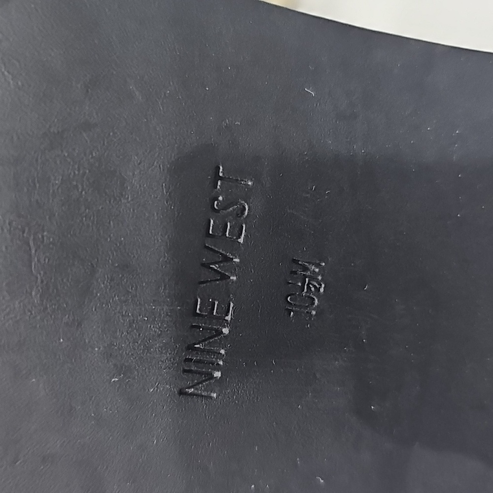 Nine West Black Leather combat Ankle  boots with Faux Shearling Size 10.5 - Picture 10 of 14